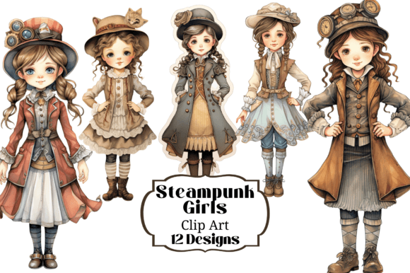 Download 12 Steampunk Girls Clip Art - Girls Collection