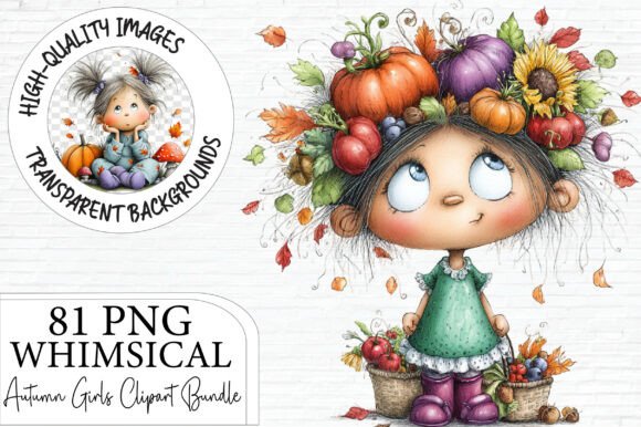 Download Whimsical Autumn Girls Clipart - Girls Collection