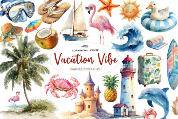 Download Watercolor Vacation Vibe Clipart - Vibe Collection
